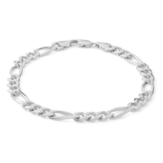Made in Italy Gauge Pavé Figaro Chain Bracelet in Sterling Silver