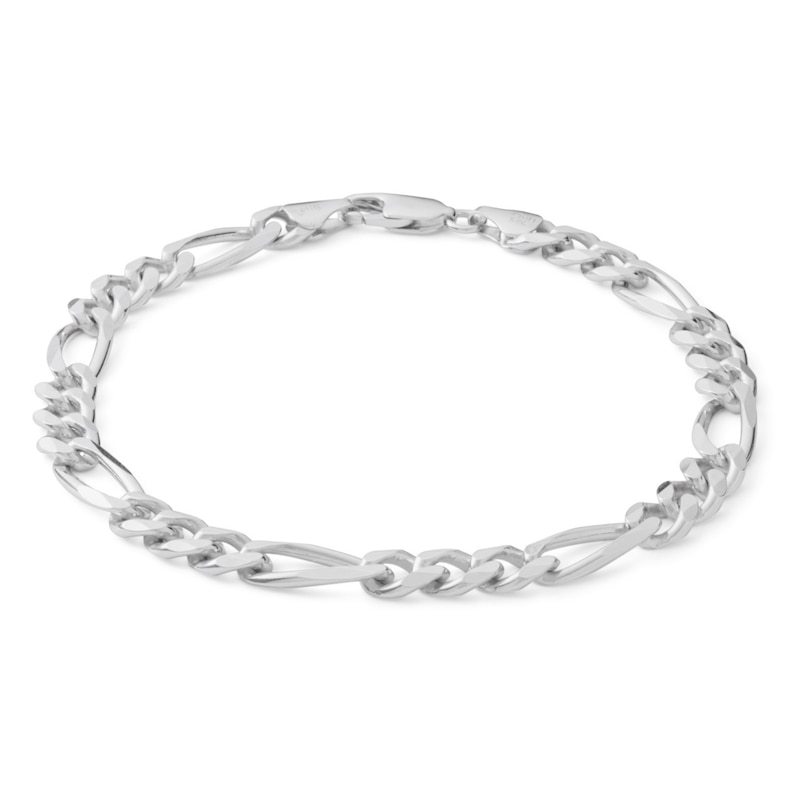 Made in Italy 180 Gauge Pavé Figaro Chain Bracelet in Sterling Silver ...