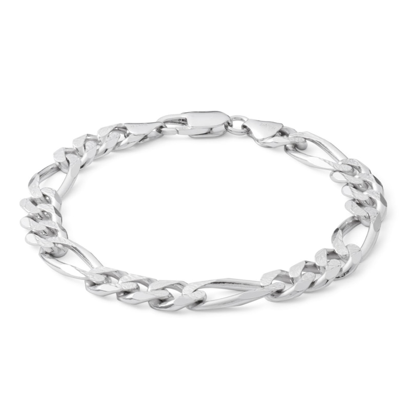 Made in Italy 220 Gauge Pavé Figaro Chain Bracelet in Sterling Silver ...