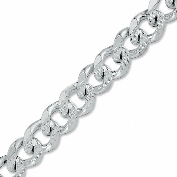 250 Gauge Pavé Curb Chain Bracelet in Sterling Silver - 8"