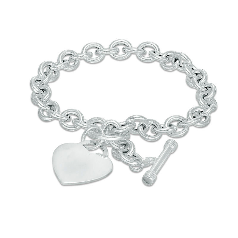 Silver heart shop toggle bracelet