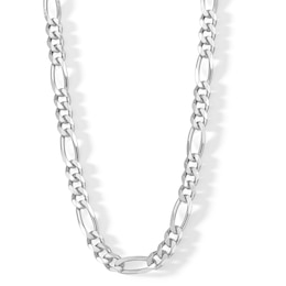 Sterling Silver Pavé Figaro Chain Made in Italy - 24&quot;