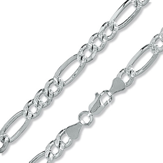 Made in Italy 180 Gauge online Pavé Figaro Chain Necklace in Solid Sterling Silver - 24