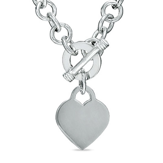 Made in Italy Heart Toggle Necklace in Sterling Silver - 17"