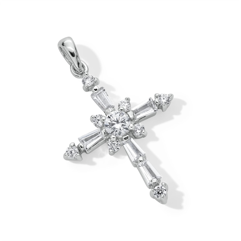 Main Image 3 of Cubic Zirconia Cross Charm in Sterling Silver