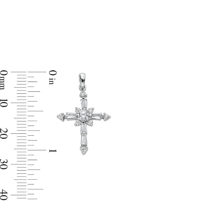 Main Image 4 of Cubic Zirconia Cross Charm in Sterling Silver