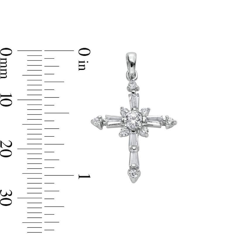 Main Image 6 of Cubic Zirconia Cross Charm in Sterling Silver