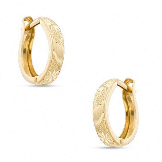 10K Gold Diamond-Cut Huggie Hoop Earrings