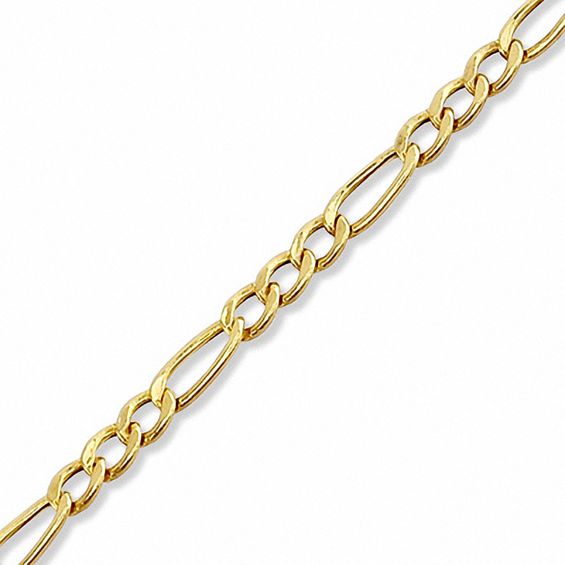 080 Gauge Hollow Figaro 3+1 Chain Bracelet in 10K Gold - 8"