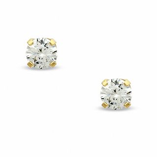 4mm Cubic Zirconia Solitaire Stud Piercing Earrings in 14K Solid