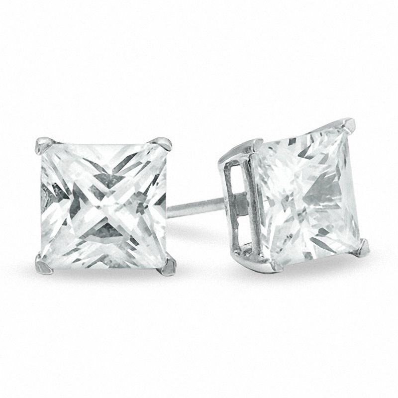 Half Carat Princess Cut Cubic Zirconia Stud Earrings – Hollywood Sensation®