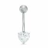 Thumbnail Image 0 of 014 Gauge Belly Button Ring with Heart-Shaped Cubic Zirconia in 10K White Gold