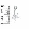 Thumbnail Image 1 of Solid Stainless Steel CZ Marquise Flower Belly Button Ring - 14G