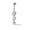 Thumbnail Image 1 of Solid Stainless Steel CZ Three-Stone Dangle Belly Button Ring - 14G