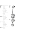 Thumbnail Image 2 of Solid Stainless Steel CZ Three-Stone Dangle Belly Button Ring - 14G