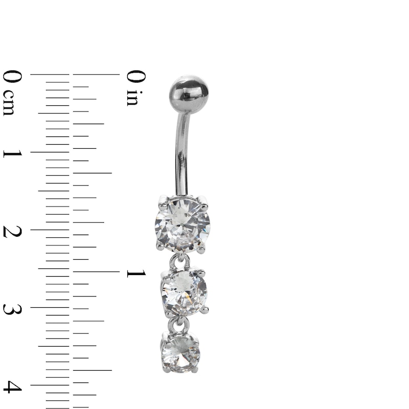 Silver 14G Flower Stone Belly Ring