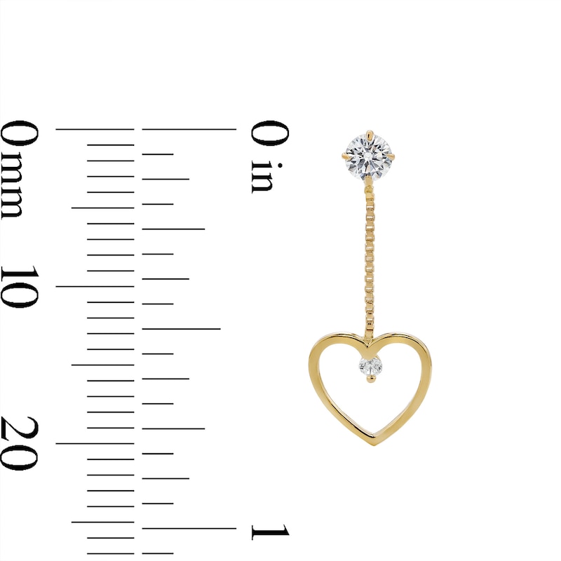 Main Image 3 of Cubic Zirconia Open Heart Dangle Earrings in 10K Gold