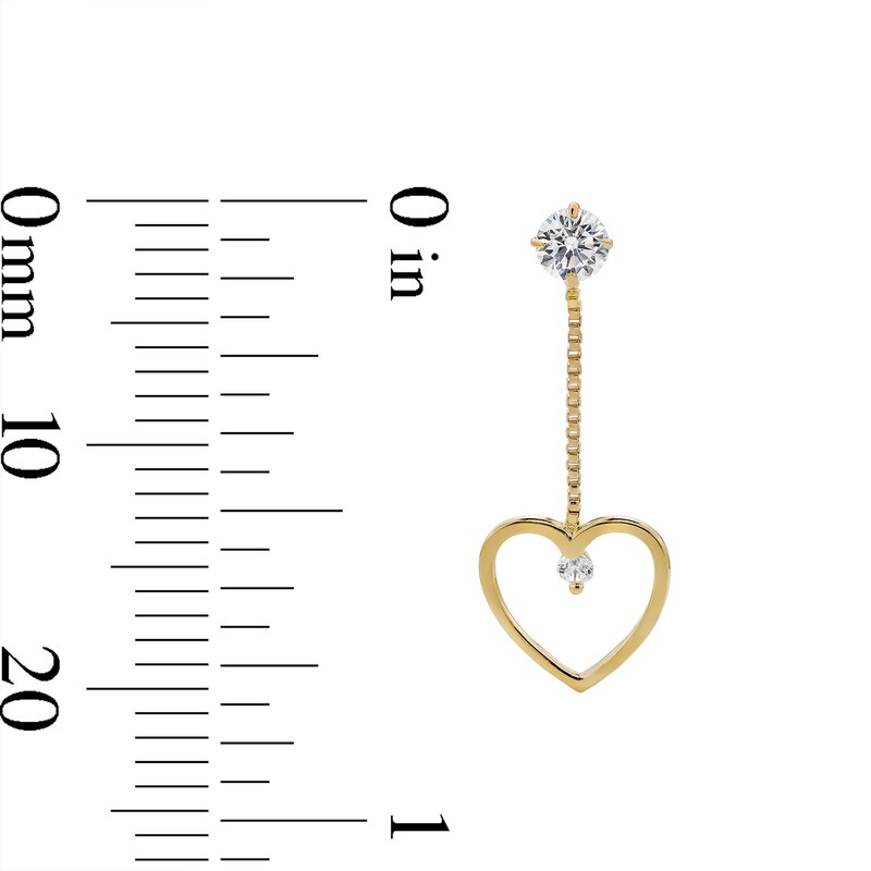 Main Image 5 of Cubic Zirconia Open Heart Dangle Earrings in 10K Gold