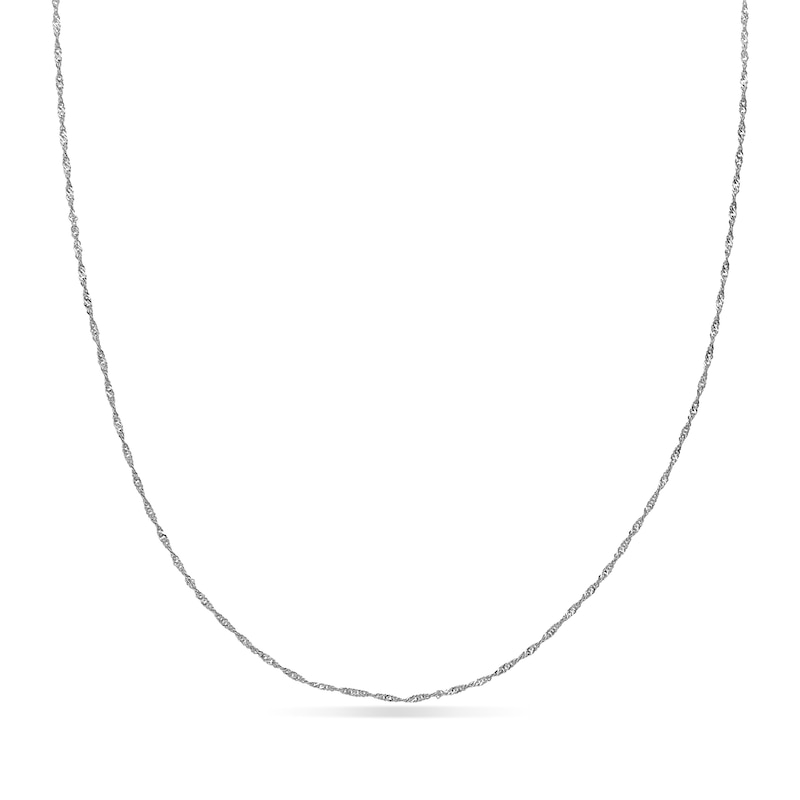 10K White Gold 020G Sparkling Singapore Chain Necklace - 16"
