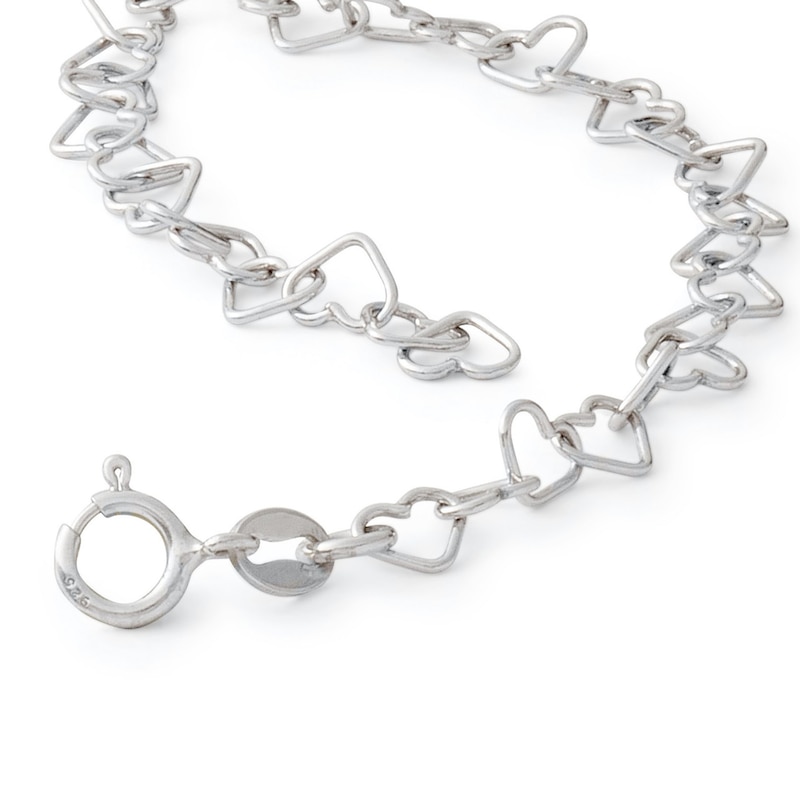 Sterling Silver Padlock Bracelet with Accent Stone and Genuine Diamond Stone
