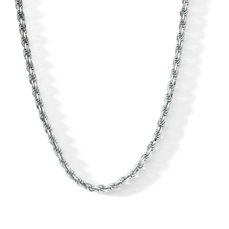 Main Image 1 of Sterling Silver Diamond-Cut Rope Chain Made in Italy - 24&quot;