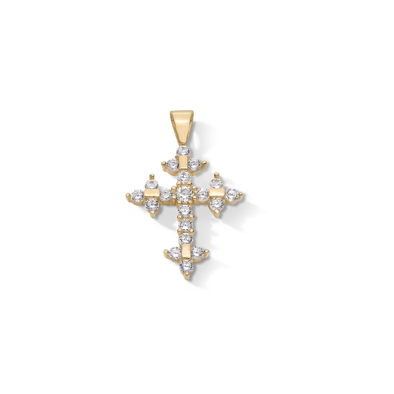 Main Image 1 of Cubic Zirconia Perfect Cross Charm in 10K Solid Gold