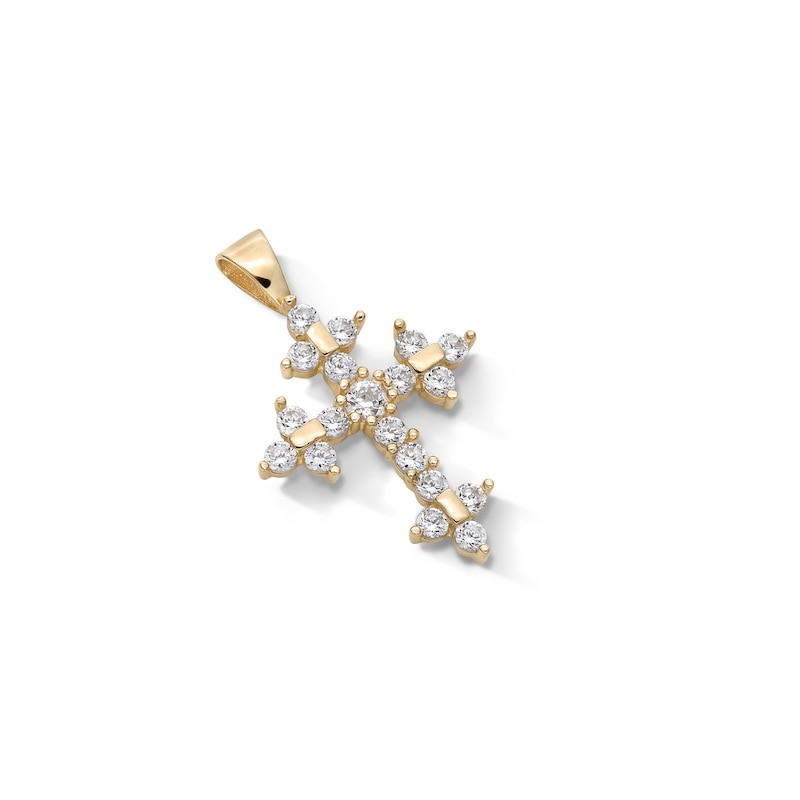 Main Image 3 of Cubic Zirconia Perfect Cross Charm in 10K Solid Gold