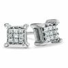 Thumbnail Image 0 of 1/7 CT. T.W. Princess-Cut Diamond Illusion Stud Earrings in 10K White Gold