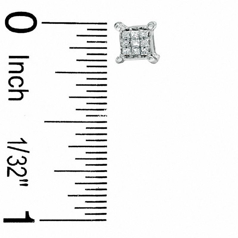 1/7 CT. T.W. Princess-Cut Diamond Illusion Stud Earrings in 10K White Gold
