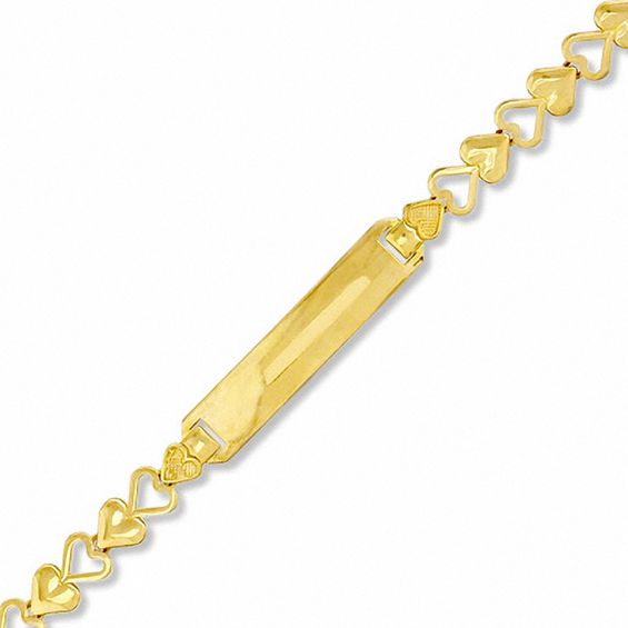 Child's 10K Gold Heart Links ID Bracelet - 6"