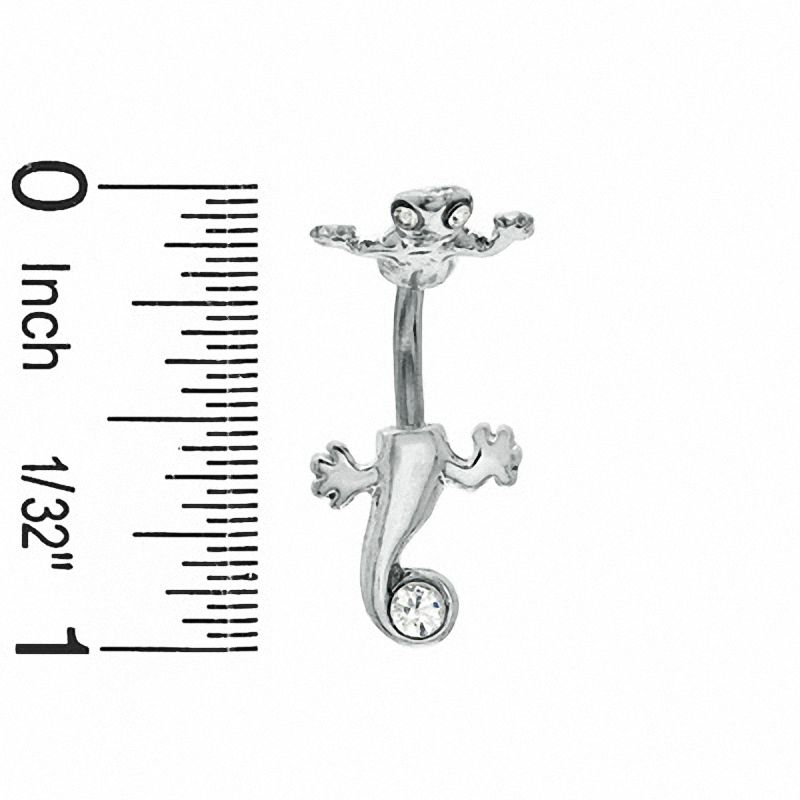 014 Gauge Split Lizard Belly Button Ring with Crystals in Stainless Steel