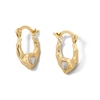 Thumbnail Image 1 of 10K Hollow Gold Heart Two-Tone Hoops