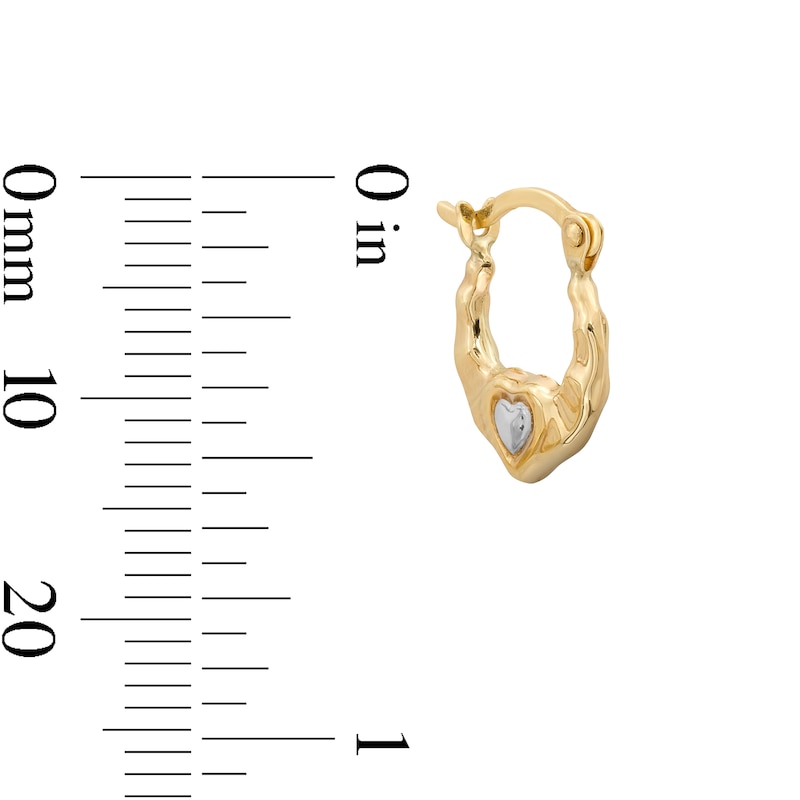 Main Image 3 of 10K Hollow Gold Heart Two-Tone Hoops