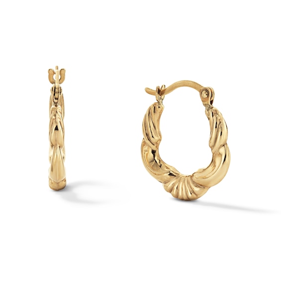 11mm Fan Hoop Earrings in 10K Gold