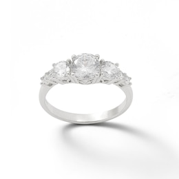 Cubic Zirconia Three Stone Ring in Sterling Silver