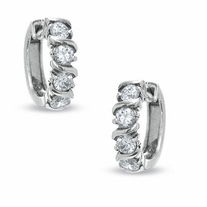 Main Image 1 of Cubic Zirconia Sterling Silver S Hoop Earrings