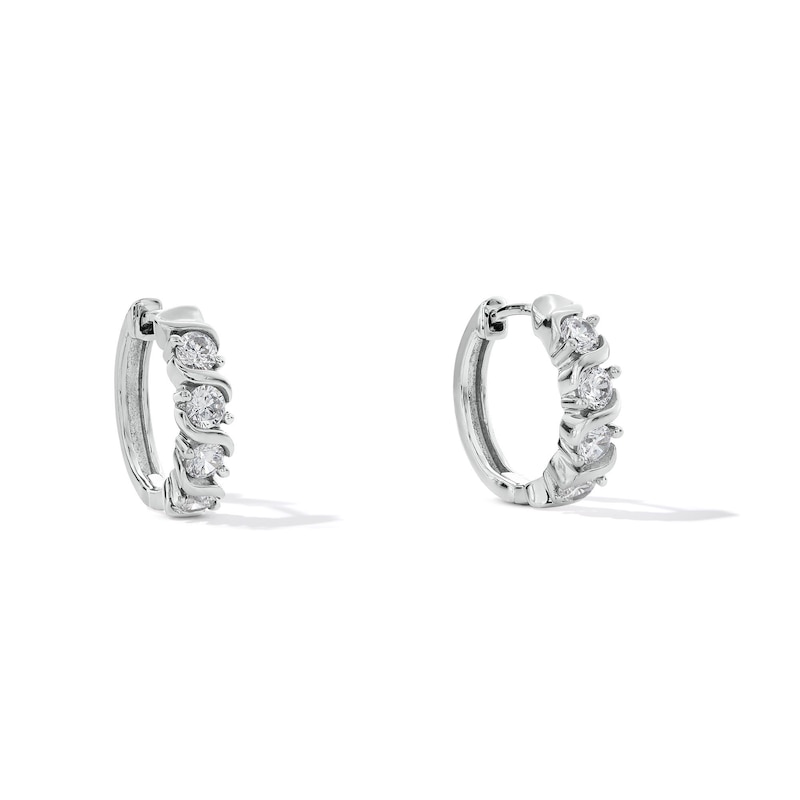 Main Image 1 of Cubic Zirconia Sterling Silver S Hoop Earrings