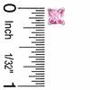 Thumbnail Image 2 of 5.0mm Princess-Cut Pink Cubic Zirconia Stud Earrings in Sterling Silver