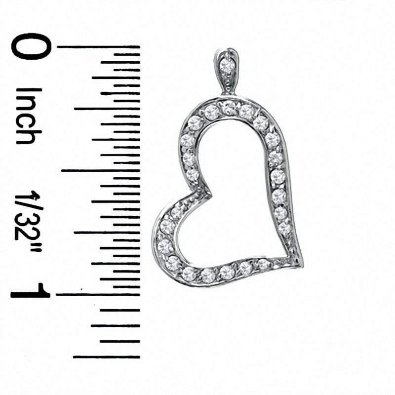 Cubic Zirconia Pavé Heart Charm in Sterling Silver