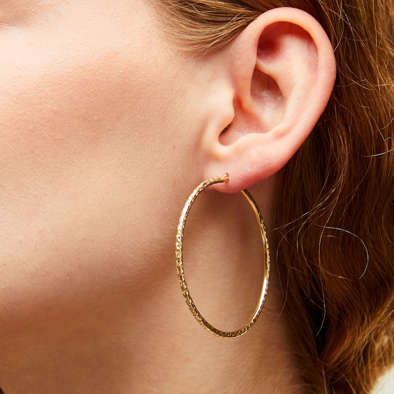 50mm Diamond-Cut Hoop Earrings in 14K Gold