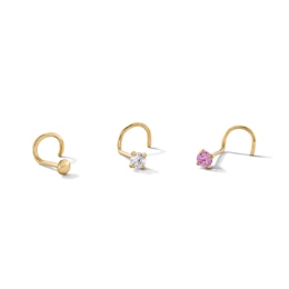 14K Gold CZ Nose Stud Set - 22G