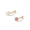 Thumbnail Image 1 of 14K Semi-Solid Gold Pink and White CZ Nose Stud Set - 22G