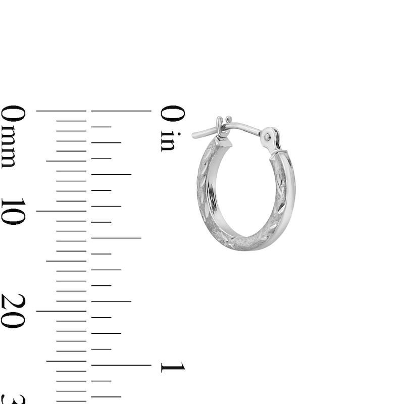 Main Image 3 of Diamond-Cut Fancy Square Hoop Earrings in 10K White Gold