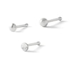 Semi-Solid Sterling Silver Crystal Nose Stud Set