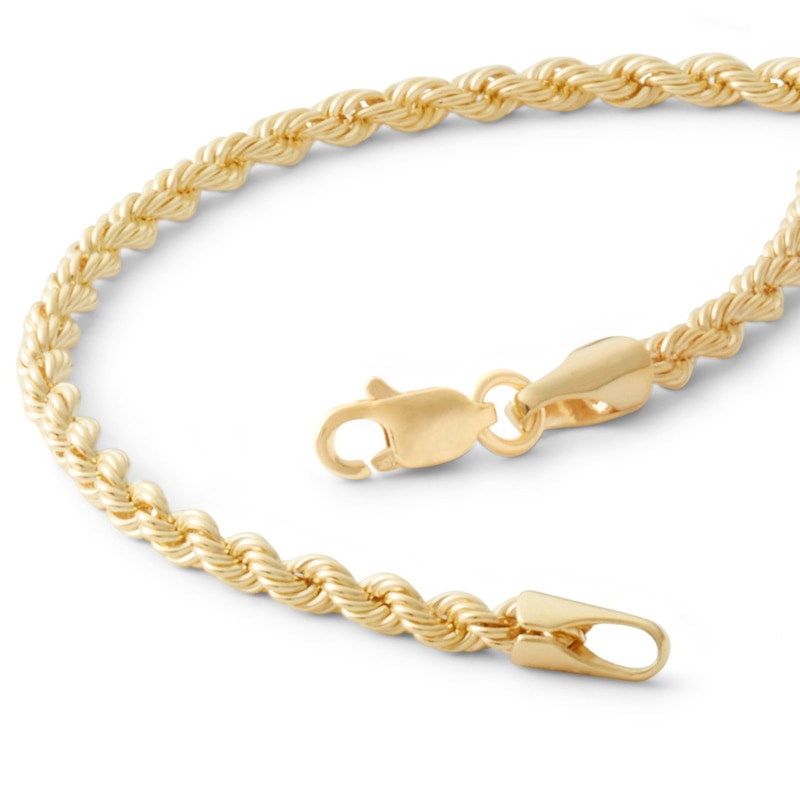 Main Image 5 of 10K Hollow Gold Rope Chain Bracelet - 7&quot;