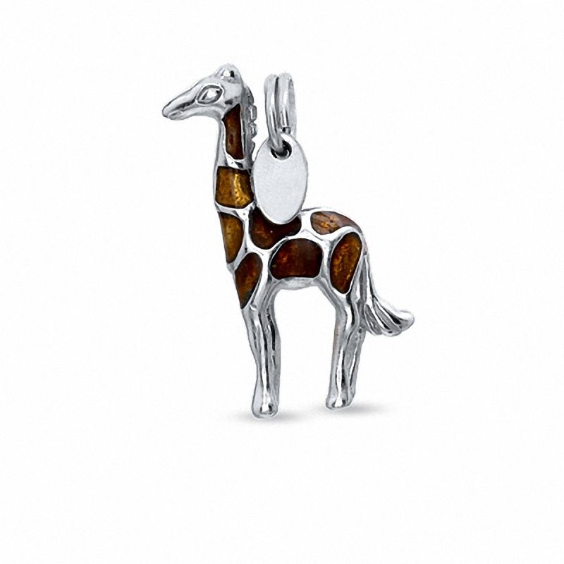 Main Image 1 of Enamel Giraffe Charm in Sterling Silver