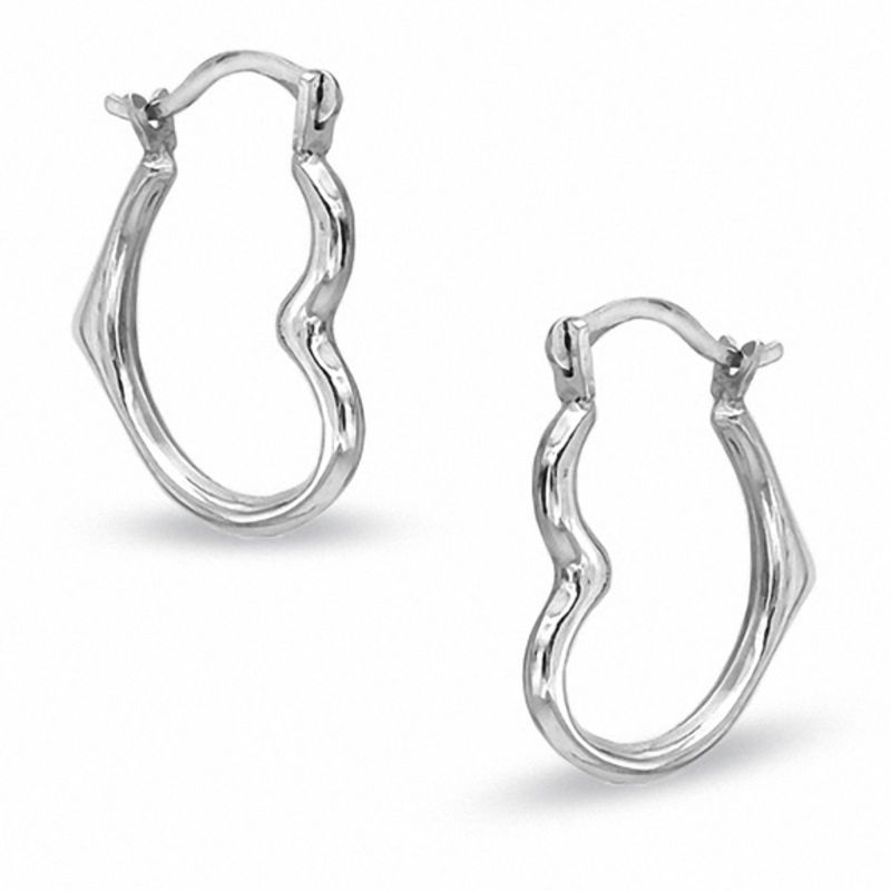 White gold heart hoop on sale earrings