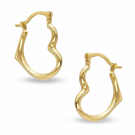 10KT Yellow Gold Polished Open Heart Hoop Design Style Earrings store NEW Medium Size 22mm