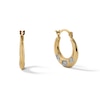 Thumbnail Image 1 of 10K Two-Tone Gold Three Heart Hoop Earrings