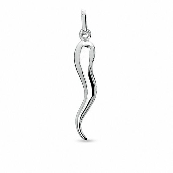 Italian Horn Charm in 10K White Gold